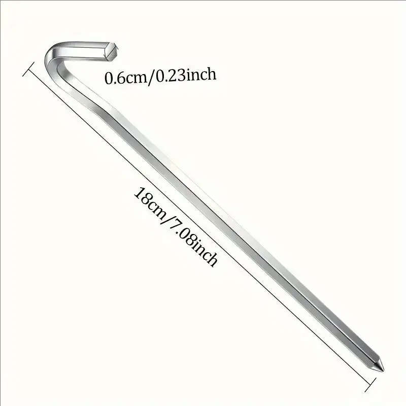 8 Pieces Metal Heavy Duty Tent Pegs with Hooks