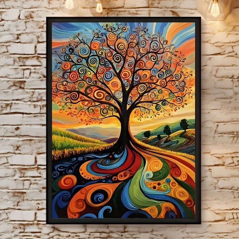 Van Gogh World Tree Canvas Print - Vibrant Abstract Landscape Wall Art, Unframed 30.48 x 40.64 cm