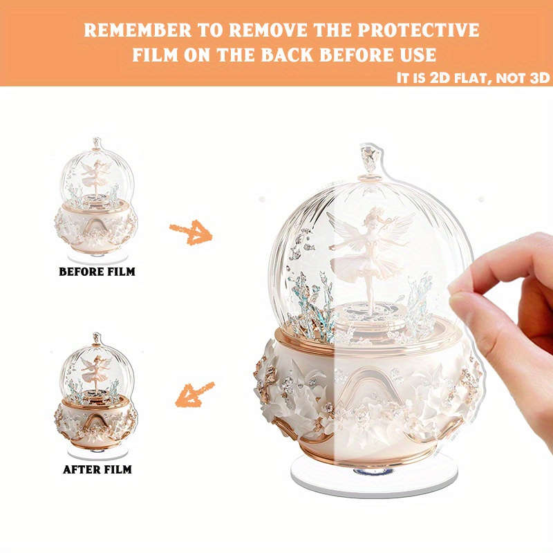 1pc 2D Flat   Rotating Acrylic Music Box with Dancing Angel or Ballet Dancer Elegant Rose