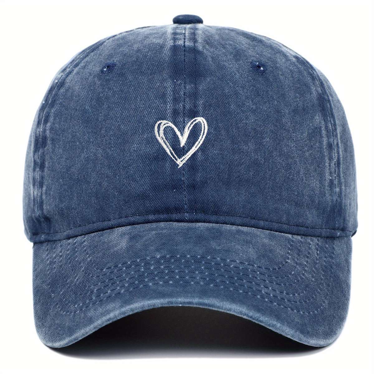 1pc A Unisex Adjustable Baseball Cap with a Heart Pattern Embroidery That Is Washable.