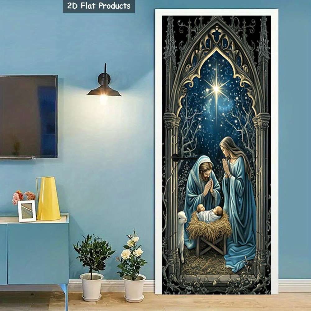 1pc 76.96x199.9cm Jesus Christian Themed Stickers