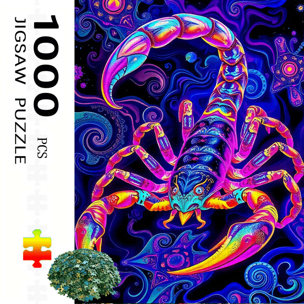 1000pcs Vibrant Neon Scorpion Jigsaw Puzzle Large Paper Puzzle for Adults Interact