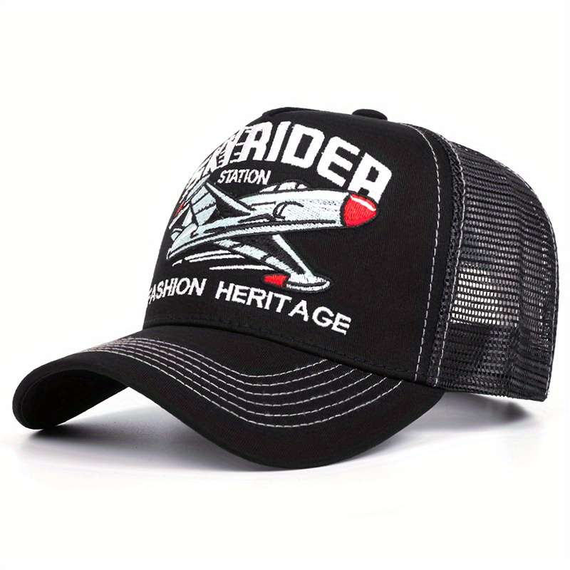 1pc Men'S Polyester Baseball Cap with Embroidered Logo Spring Autumn Sun Protection Trucker Hat