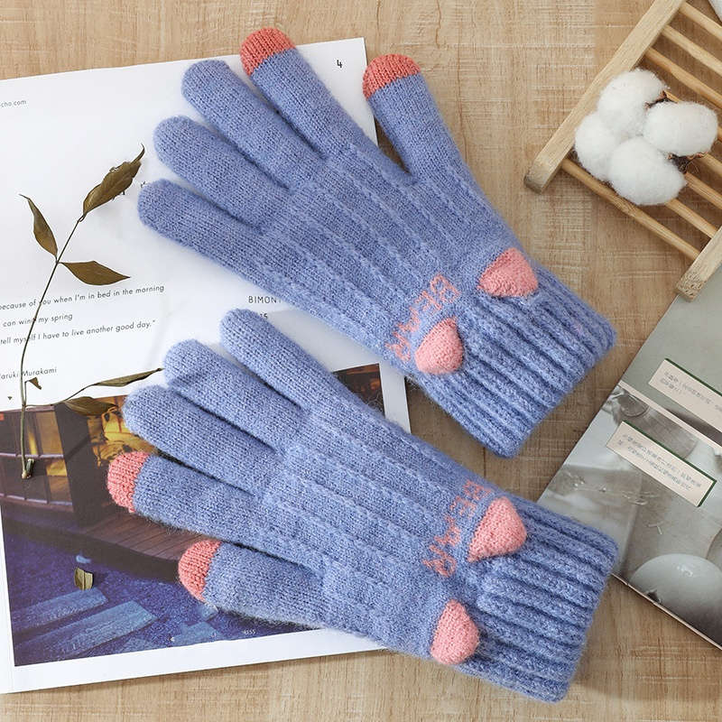 1 Pair Gray Warm Gloves