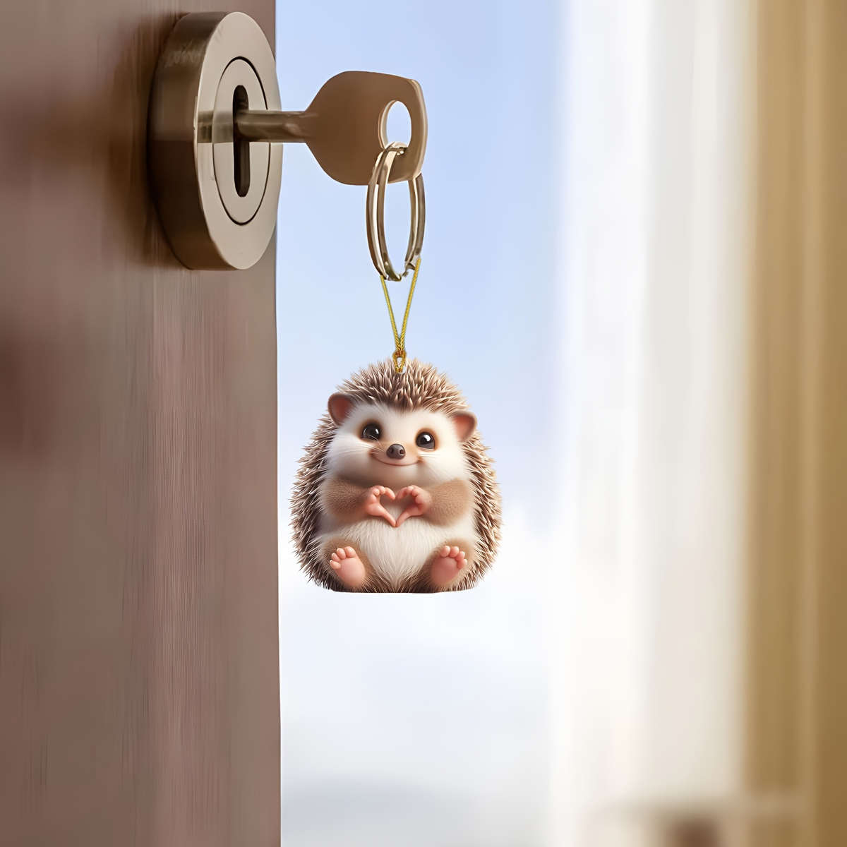 2D Flat Acrylic Hedgehog Crystal Pendant