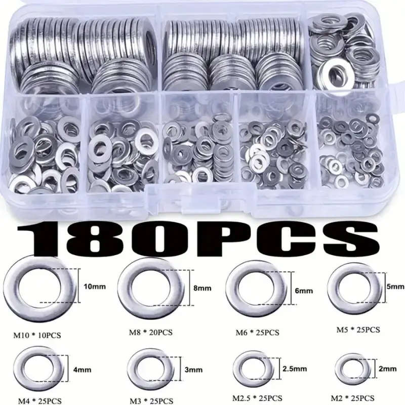 Set Of 180 Stainless Steel Washers