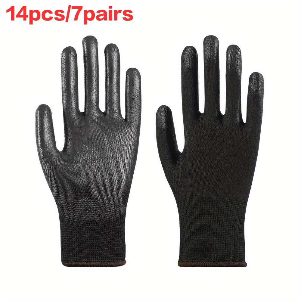 7 Pairs Black Size L Multi Purpose Work Gloves