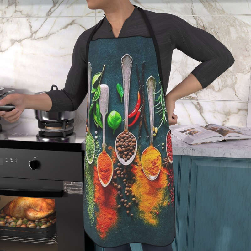 1pc Vibrant Spice Design Kitchen Apron Extra Large Sleeveless Durable Polyester Ideal for Cook