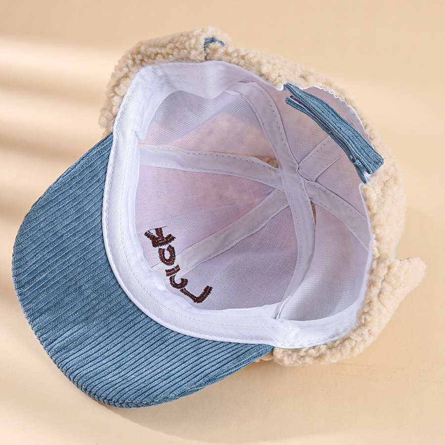 Unisex Winter Warm Fleece-Lined Baseball Cap Cartoon Themed Ear Warmer Knit Polyester Fabric