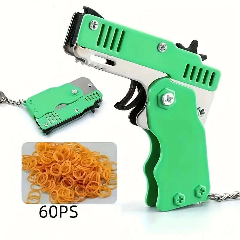 1pc Mini Metal Rubber Band Gun Launcher with 60 Bands