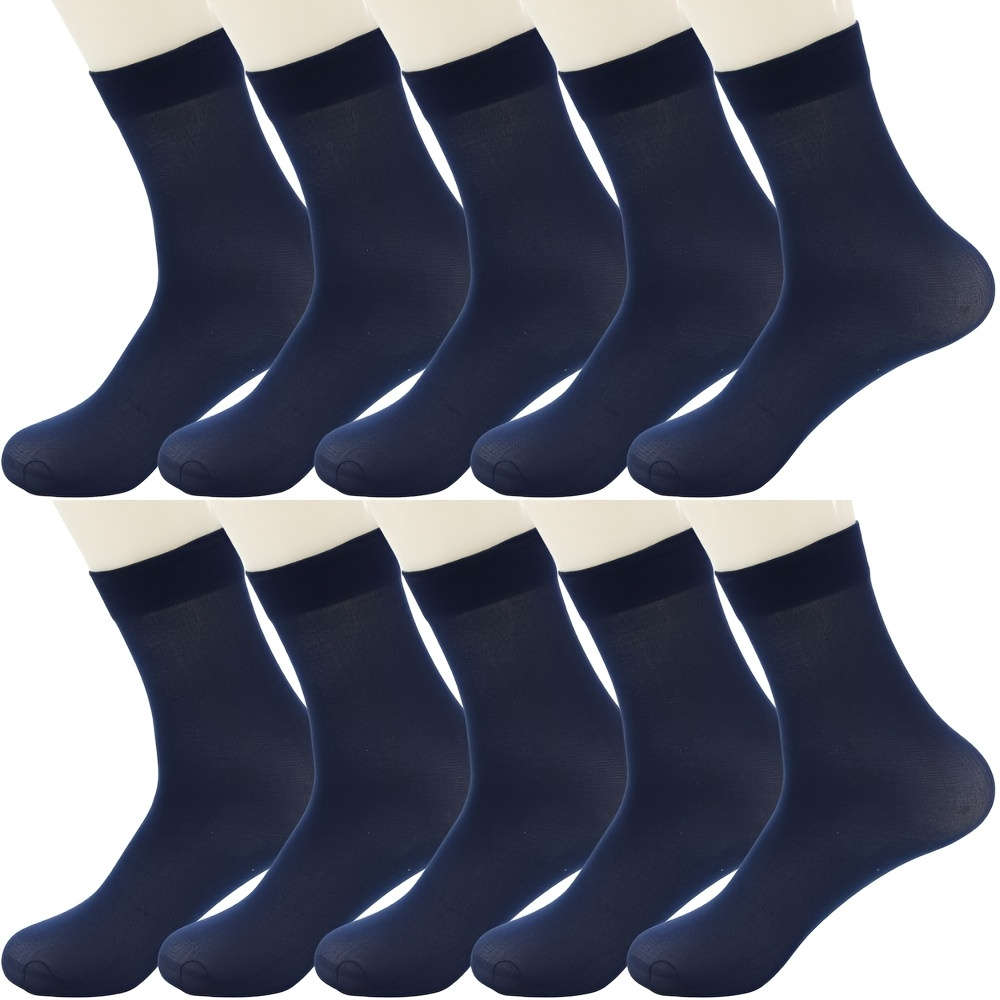 10 Pairs In Dark Blue One Size High Elastic Socks