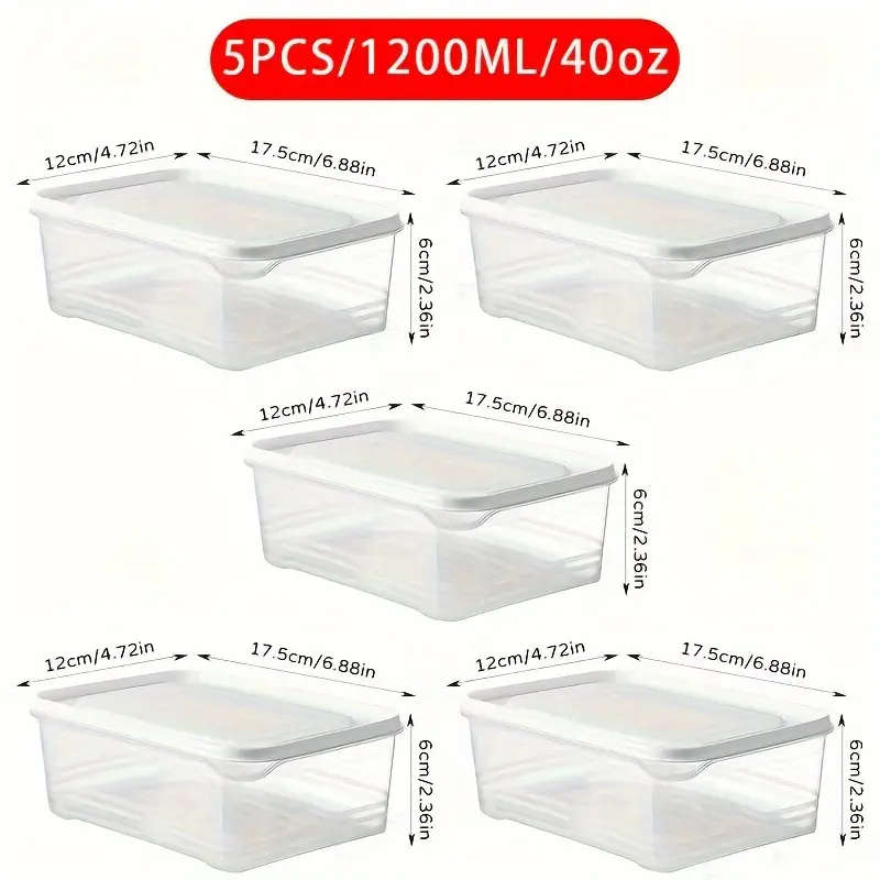 5pcs Kitchen Refrigerator Storage Containers with Lids