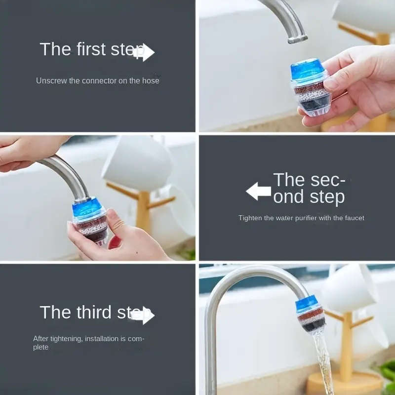 1pc 5-Layer Activated Carbon Faucet Water Filter Universal Thread Uncharged Home Purification Device