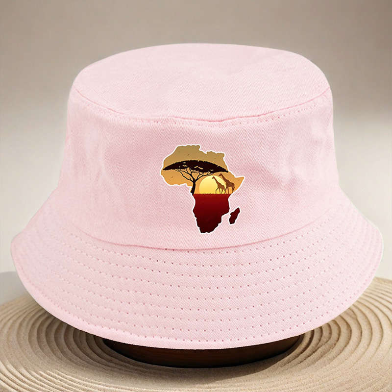 African Landscape Bucket Hat With Sunset Acacia Tree Design C Lightweight Versatile And