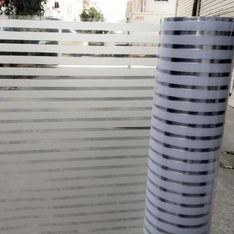 Frosted Stripe Privacy Window Film With Static Adhesive 30cm*1m