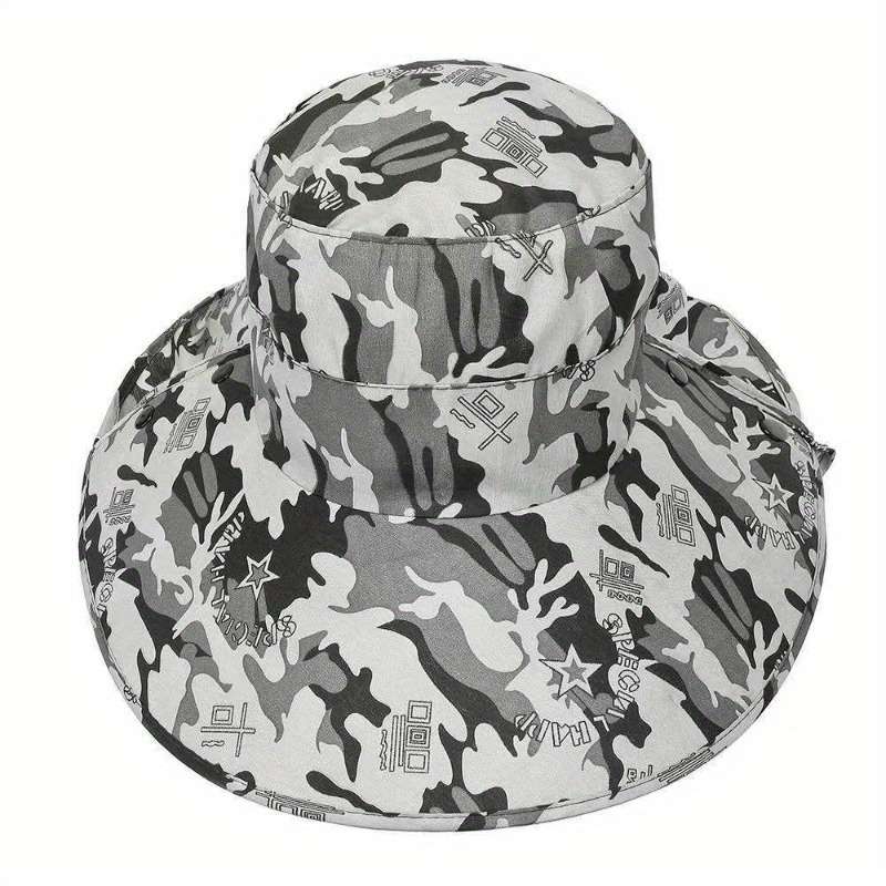 Men'S Camouflage Sun Protection Hat with Face Cover Ideal