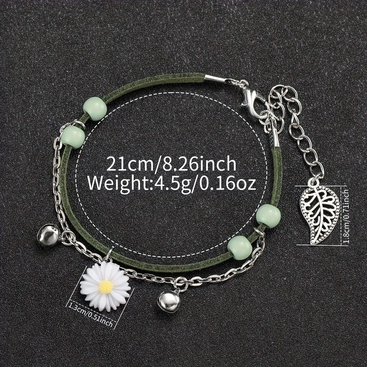 2pcs Set Women's Fashion Fresh Green Digital Flower Dial Quartz Watch Bracelet Without Watch Box Col