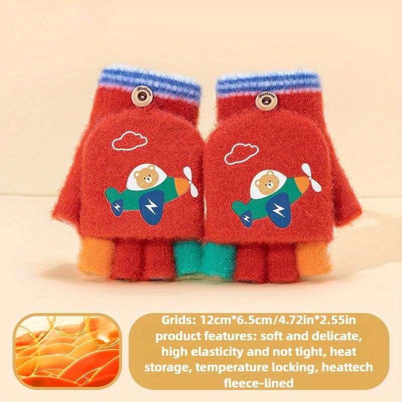 1 Pair Dark Blue Flexible Half Finger Flip Cover Warm Gloves