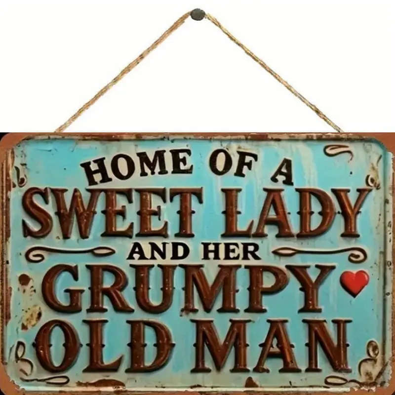 1pc Vintage Wooden Sign Charming Home of a Sweet Lady Her Grumpy Old Man Wall Decor for Home Bar Caf