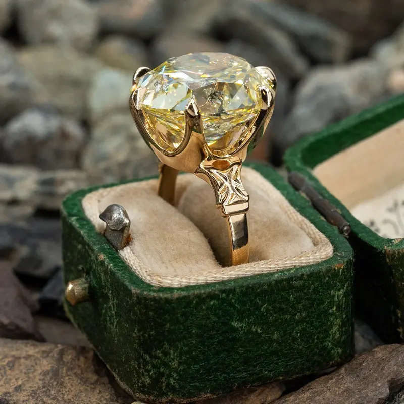 Gold-Plated Copper Ring with Oversized Yellow Cubic Zirconia