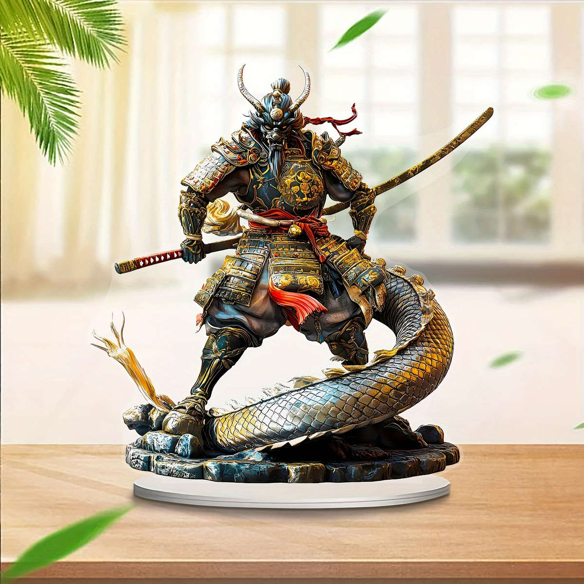 1pc 2D Flat  One  Samurai and Dragon Ornament Acrylic Desktop Decor Multifunctional Creati