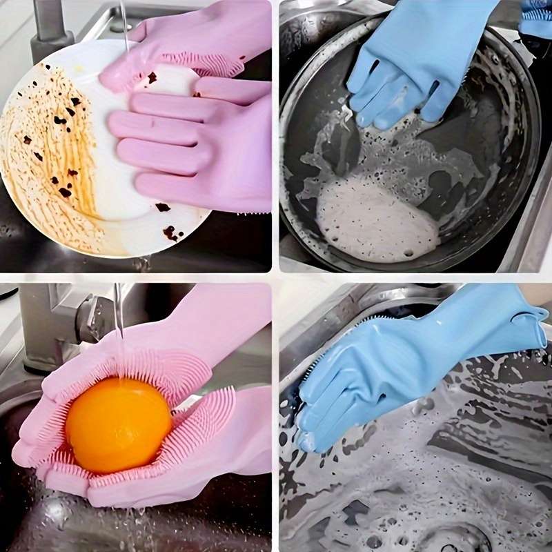 1 Pair Gray Household Cleaning Gloves