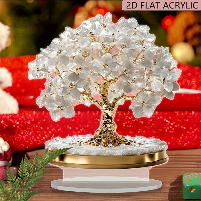 2D Flat Elegant Bohemian Cherry Blossom Acrylic Decor 18.11cm x 19.99cm Spring Plum Bloss