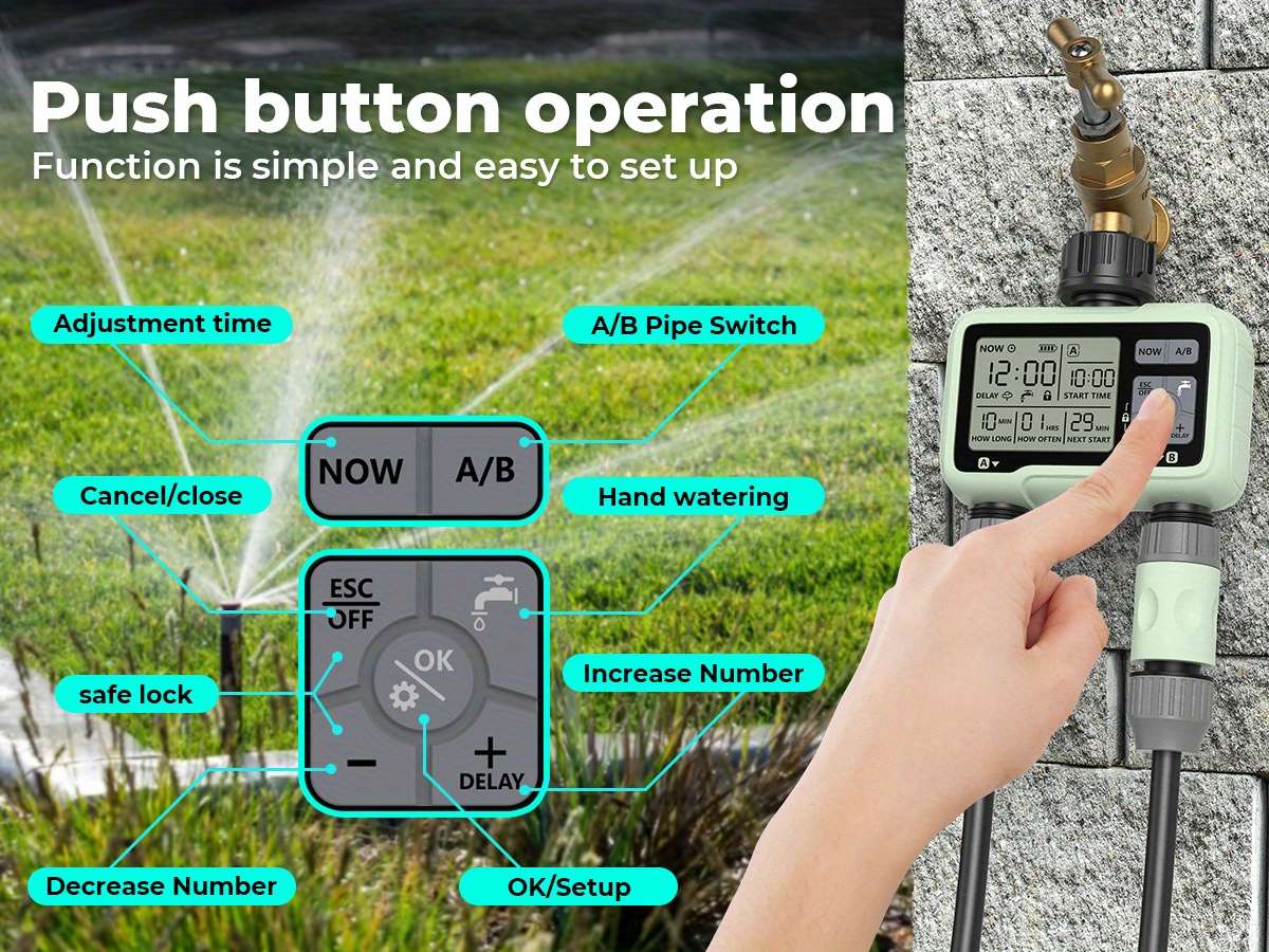 Timing System 2 Outlet Water Timer Watering Up