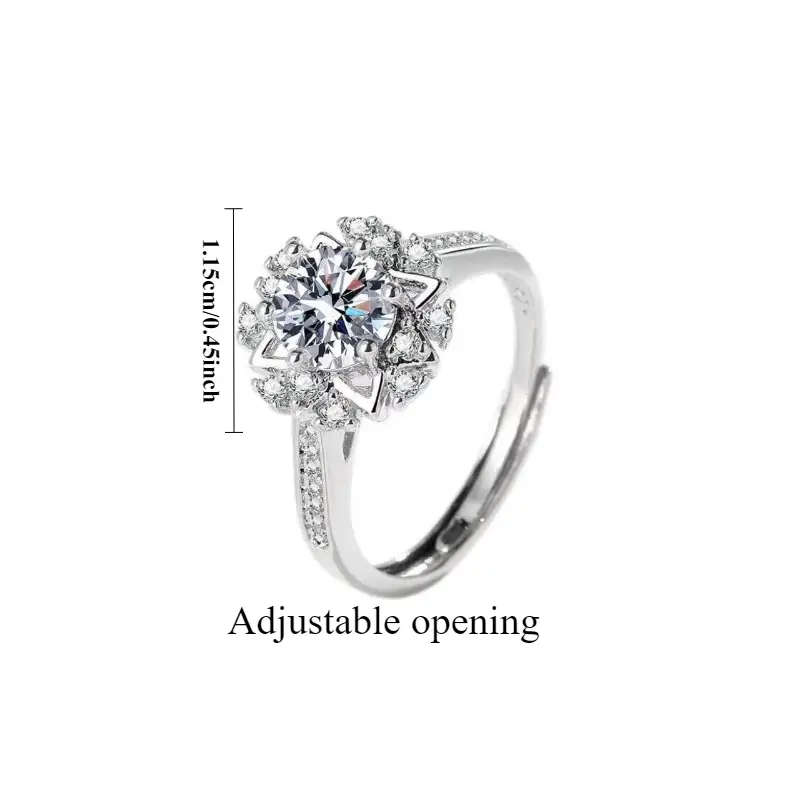 925 Sterling Silver Fashionable Snowflake Zirconia Ring