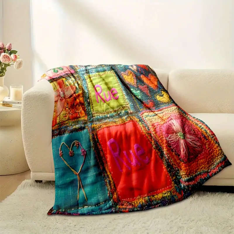 1 x Handmade Vintage Patchwork Flannel Throw Blanket 150*200cm