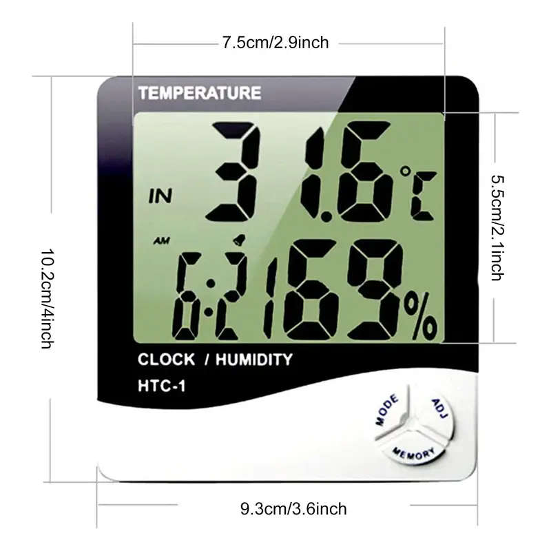 1pc White ABS Material Creative Household Large Screen Thermometer And Hygrometer Suitable for Room