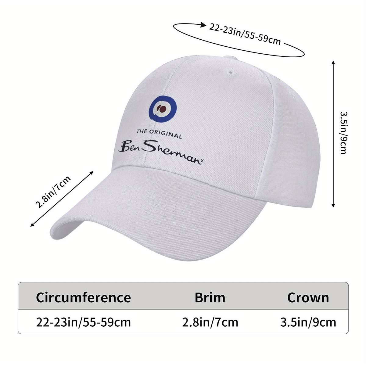 1pc BEN SHERMAN Adjustable Baseball Cap Lightweight Washable Polyester Sun Hat for Men Women