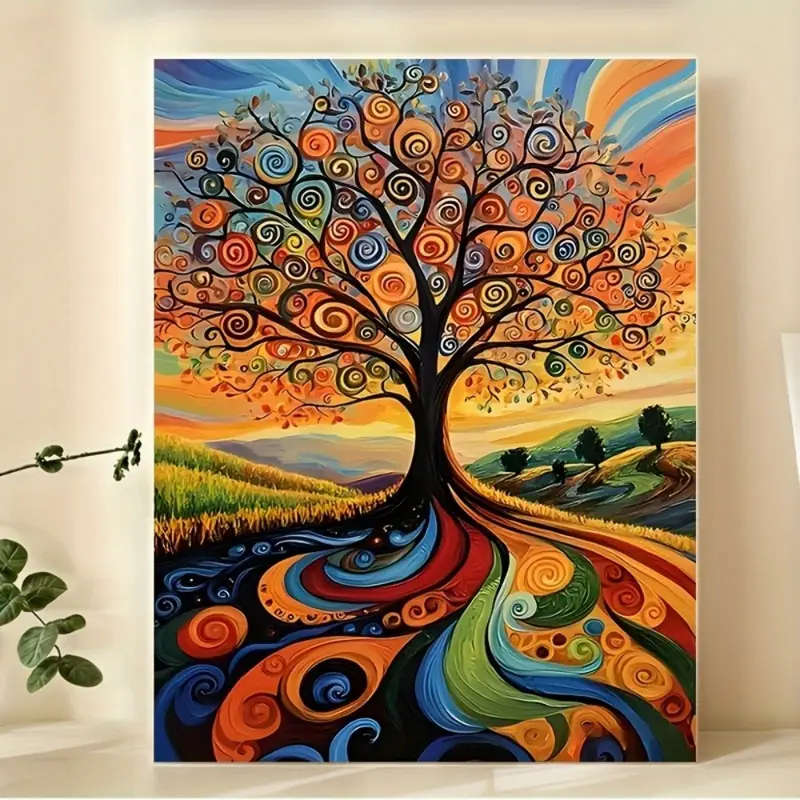 Van Gogh World Tree Canvas Print - Vibrant Abstract Landscape Wall Art, Unframed 30.48 x 40.64 cm