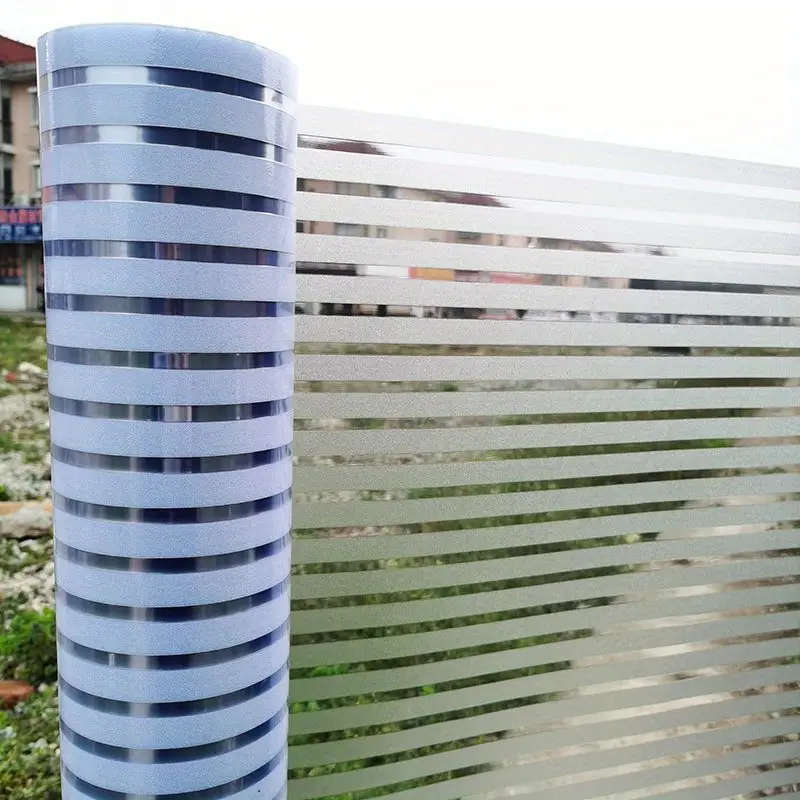 Frosted Stripe Privacy Window Film With Static Adhesive 30cm*1m