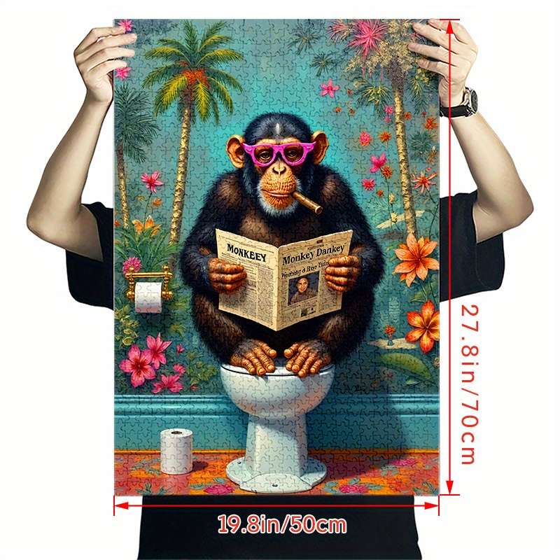 1000pcs Jigsaw Puzzle for Adults Challenging Large Brain Teaser with Vibrant Chimpa