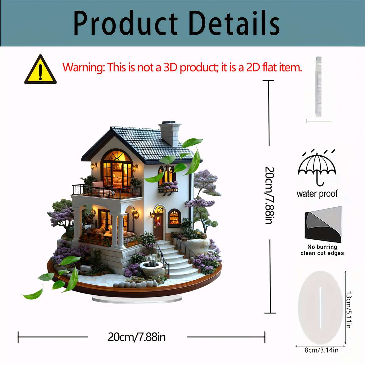 1pc 2D Flat  A  Acrylic Decoration Featuring a Charming Garden Courtyard Design in a Rustic Styl