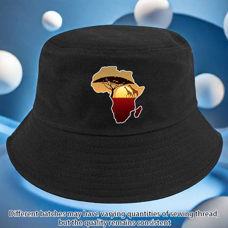 African Landscape Bucket Hat With Sunset Acacia Tree Design C Lightweight Versatile And