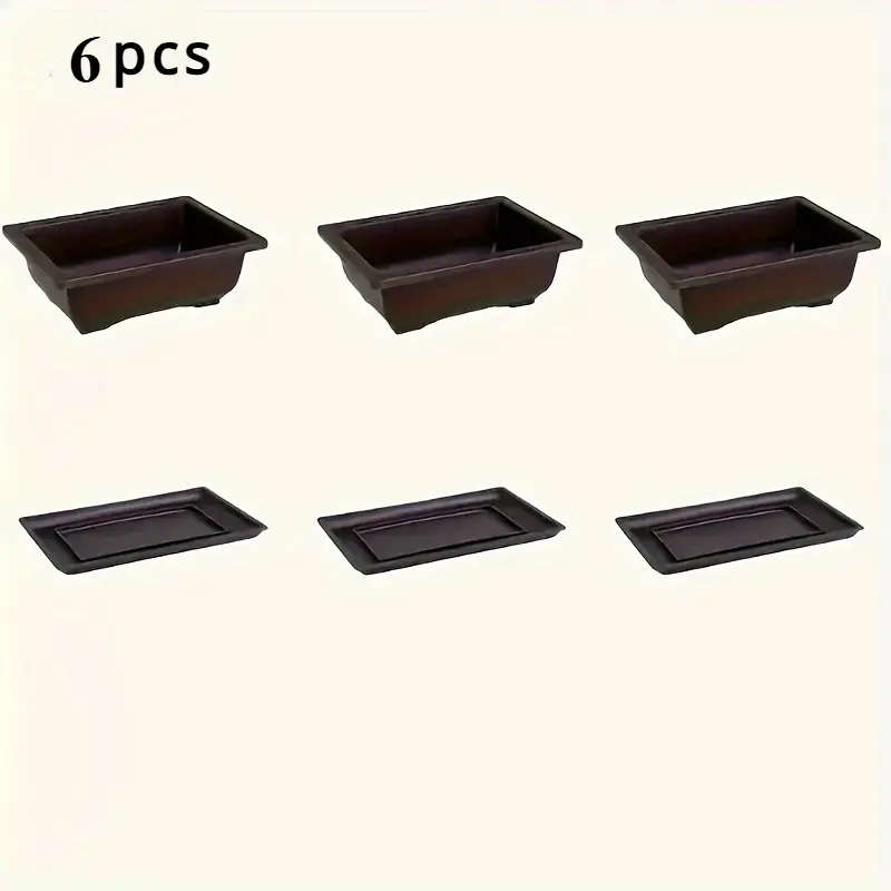 6-Piece Classic Rectangular Imitation Purple Clay Flower Pot Set