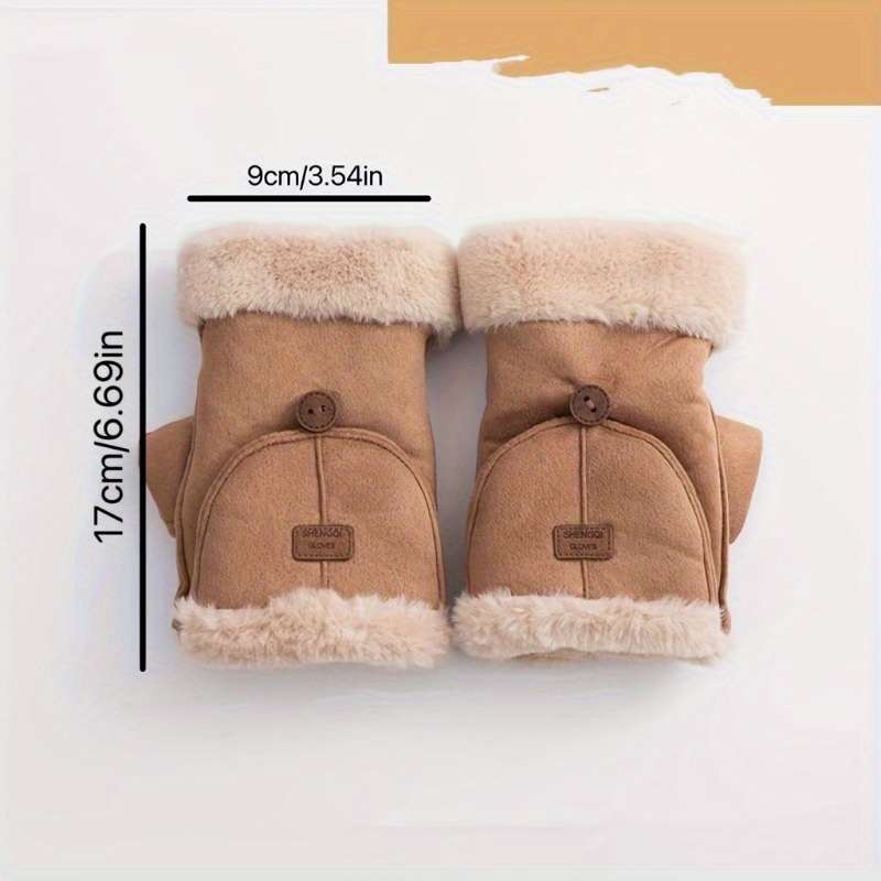 1 Pair Khaki Warm Gloves