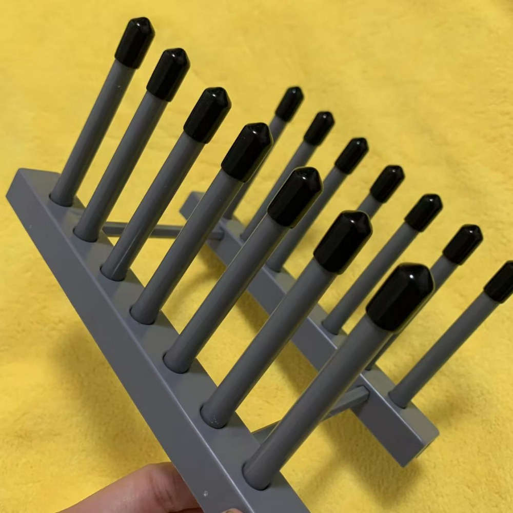 1 Set Space-Saving Kitchen Counter Dish Rack with Baseball Cap Display Durable Black Metal an