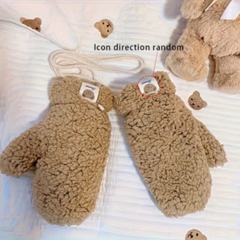 1 Pair White Warm Gloves