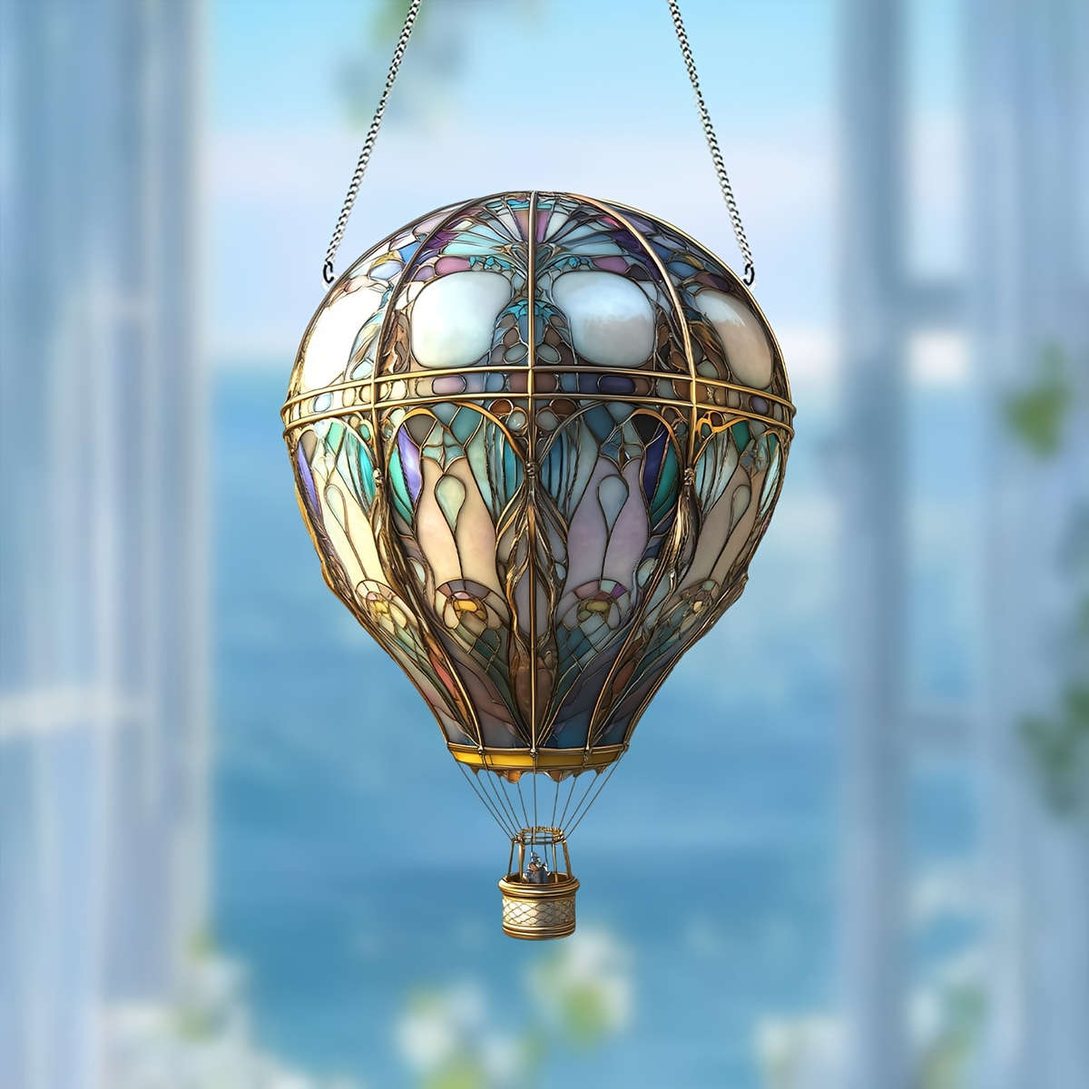 2D Flat plane hot air balloon sunbather animal theme earth day decoration home ga