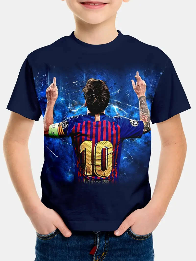 Kids Soccer T-Shirt, Crew Neck - Size: 9-10Y