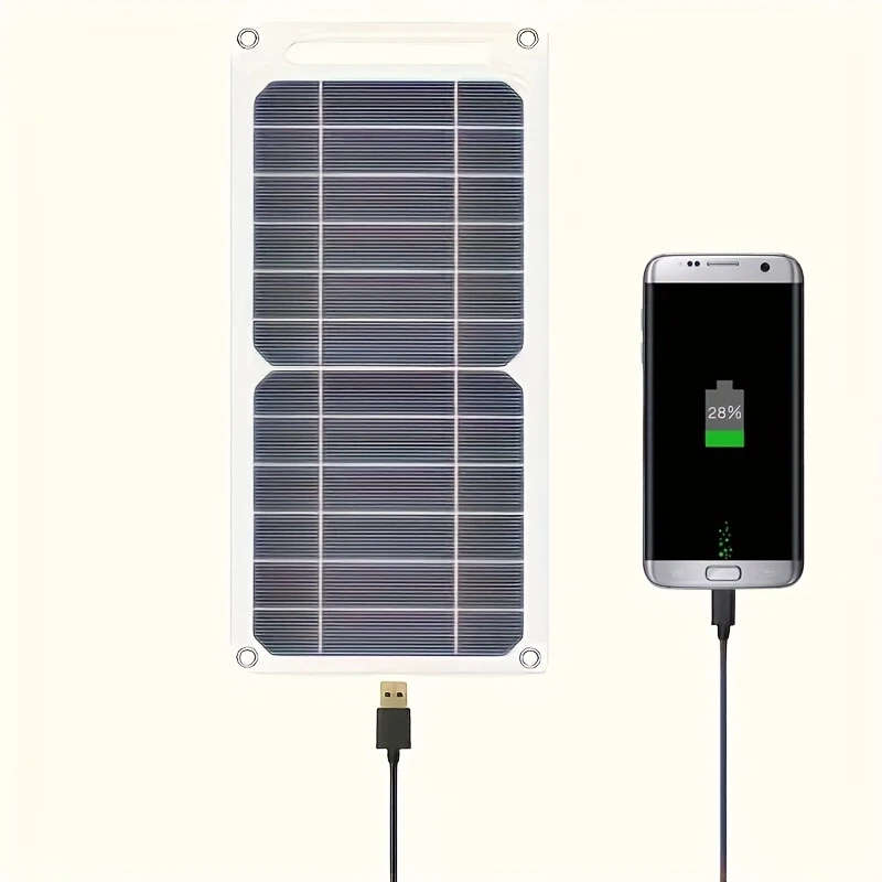 1pc Portable USB Solar Panel Charger Compact Multi-Function Outdoor Power Bank with LED Indicator Li