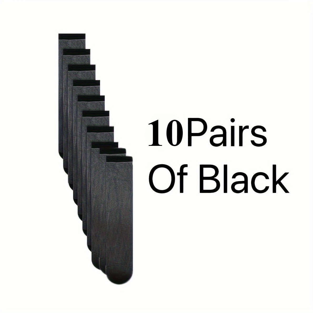 10 Pairs Black One Size High Elastic Socks