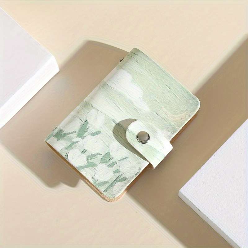 Elegant Floral Pattern Synthetic Faux Leather Card Holder