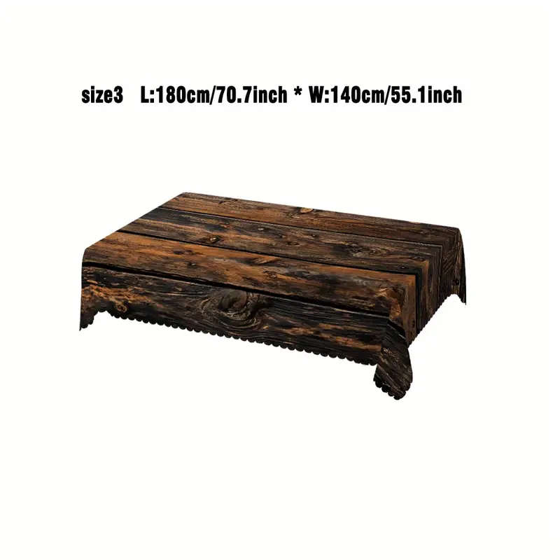 1 Piece Of Rustic Wood Grain Print Rectangular Tablecloth 140*220Cm