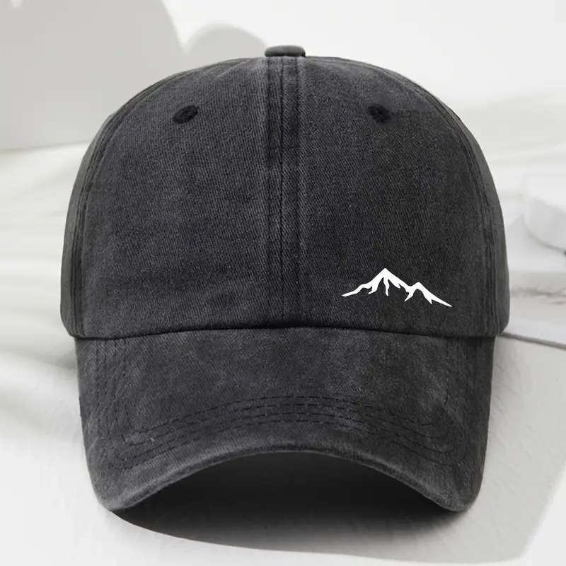 Retro Adjustable Baseball Cap With Mountain View Print Soft Top Dad'S Hat Sun Protection Perfect
