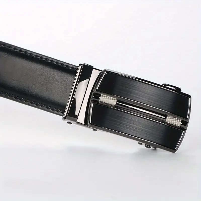 Men's Genuine Leather Ratchet Belt with Adjustable Automatic Brown 110CM