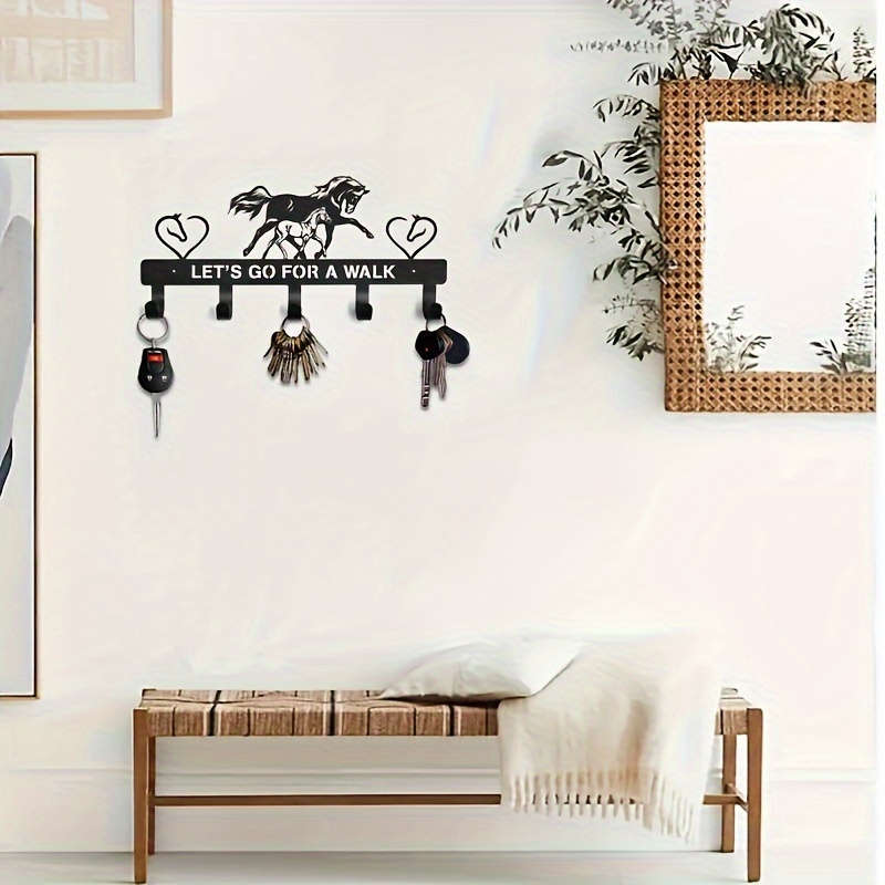 Rustic Metal Horse Key Holder with Wall Mount Rust Resistant Multi-Purpose Coat and Backpack Hange